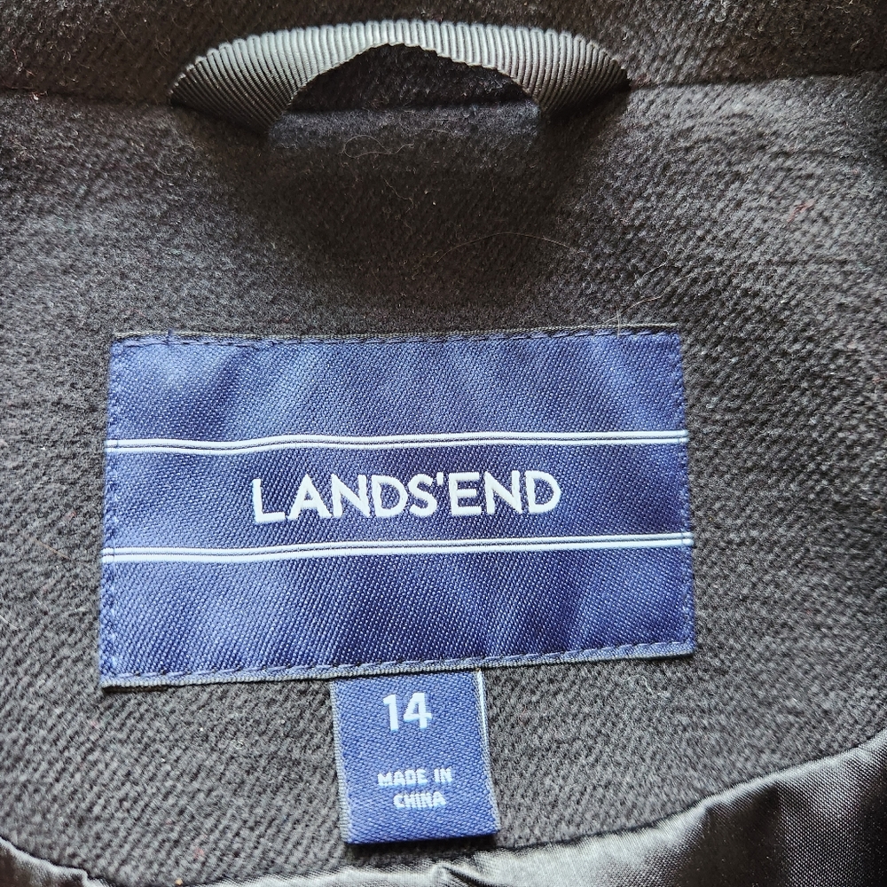 Lands' End Fully Lined Black Jacket/Coat with Concealed Buttons, Size 14 - Picture 4 of 6